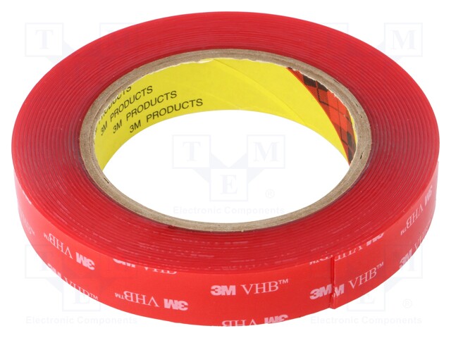 Tape: fixing; W: 19mm; L: 5.5m; Thk: 1mm; acrylic; transparent