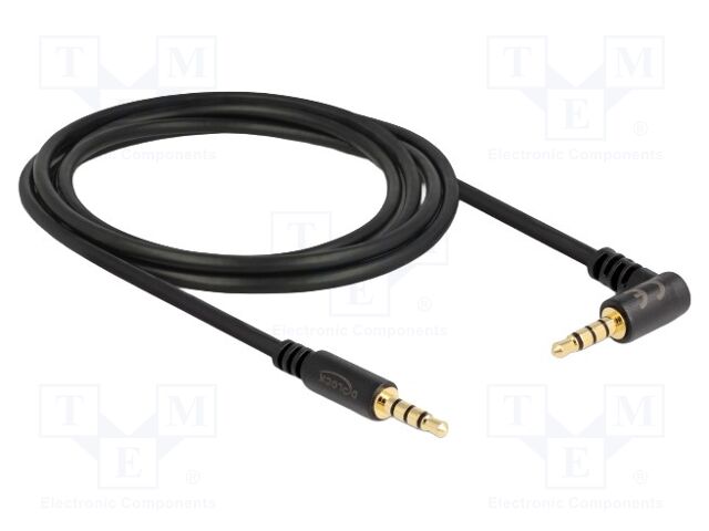 Cable; Jack 3,5mm 4pin plug,Jack 3.5mm 4pin angled plug; 2m