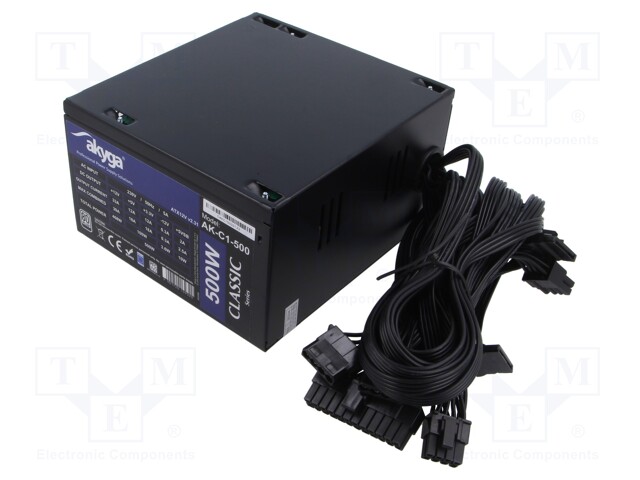Power supply: computer; ATX; 500W; 3.3/5/12V; Features: fan 12cm