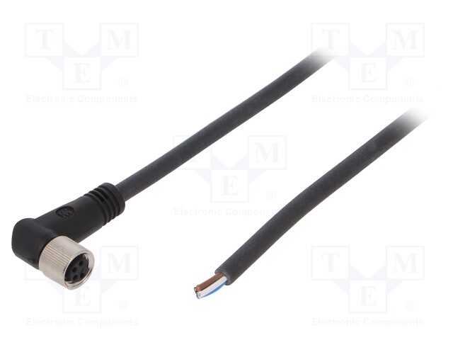 Connection lead; M8; PIN: 4; angled; 10m; plug; 30VAC; 4A; -25÷80°C