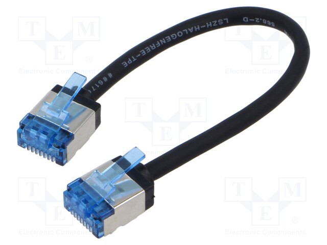 Patch cord; U/FTP; 6a; stranded; Cu; LSZH; black; 0.15m; 32AWG