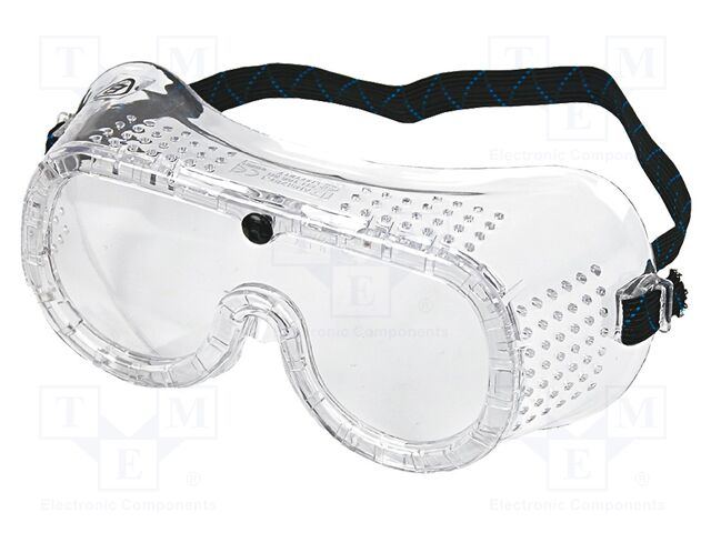 Safety goggles; Lens: transparent; polycarbonate