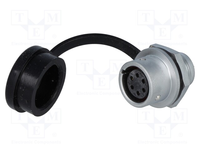 Socket; female; SF12; PIN: 6; IP67; 5A; soldering; 125V; 0.75mm2