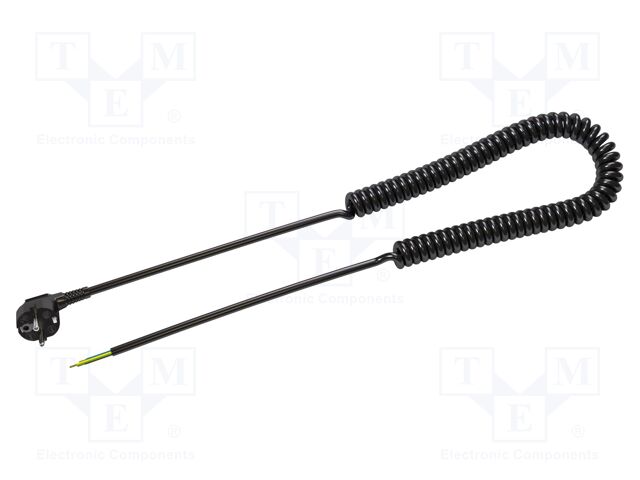 Cable; 3G1.5mm2; CEE 7/7 (E/F) plug angled,wires; PUR; coiled