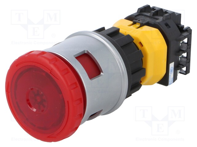 Switch: emergency stop; Stabl.pos: 2; NC x3; 30mm; red; IP65; Pos: 2