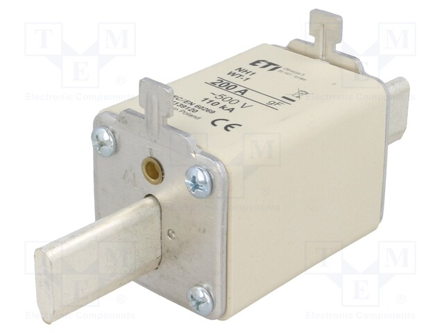 Fuse: fuse; quick blow; 200A; 500VAC; ceramic,industrial; NH1