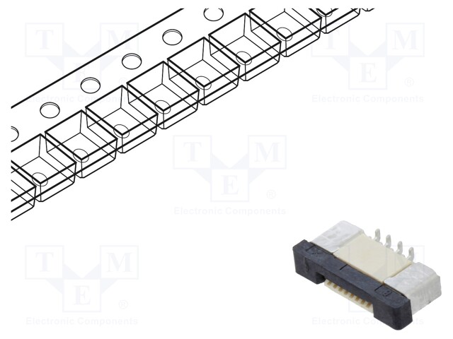 Connector: FFC/FPC; horizontal; PIN: 8; ZIF; SMT; 500mA; tinned; 30mΩ