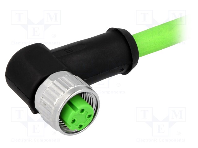 Plug; M12; PIN: 4; female; D code-Ethernet; 2m; Insulation: TPU