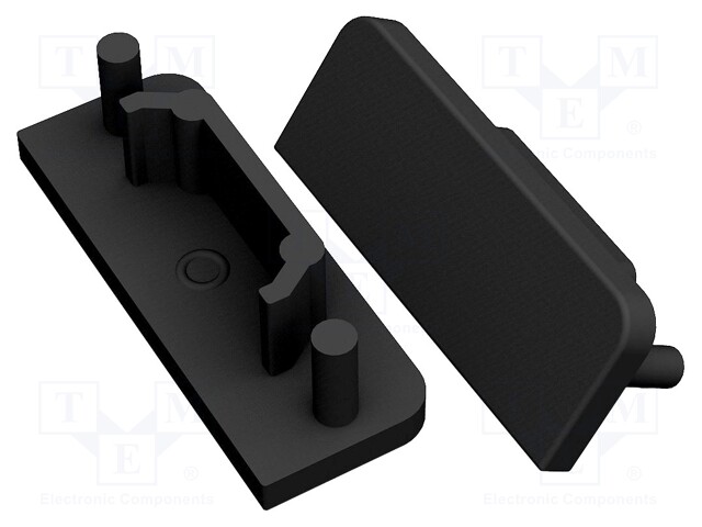Cap for LED profiles; black; ABS; Application: SURFACE14