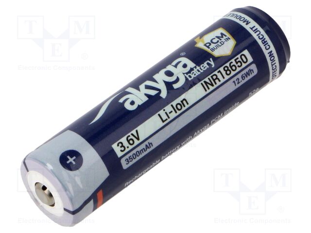 Re-battery: Li-Ion; 18650,MR18650; 3.6V; 3500mAh; Ø18.5x69.5mm