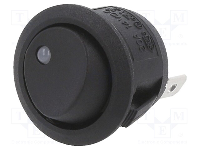 ROCKER; SPST; Pos: 2; OFF-ON; 20A/14VDC; black; LED; Rcont max: 50mΩ