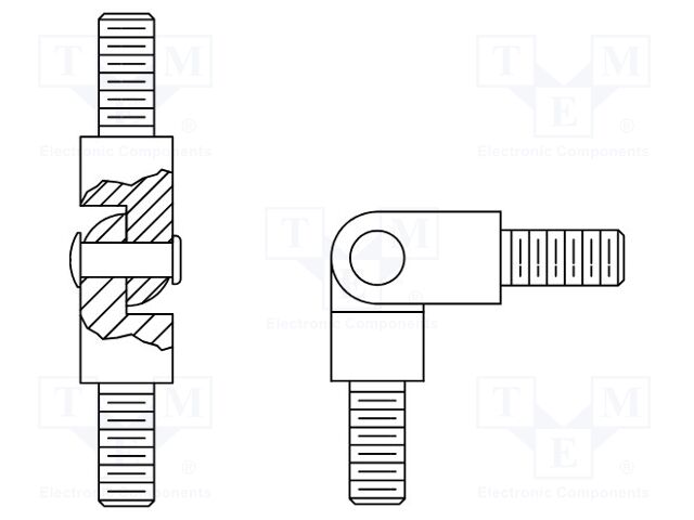 Screwed spacer sleeve; 12.7mm; Ext.thread: UNC4-40; cylindrical