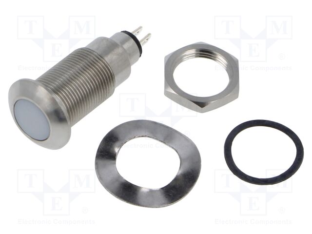 Indicator: LED; flat; 12÷28VDC; 12÷28VAC; Cutout: Ø12.7mm; IP67