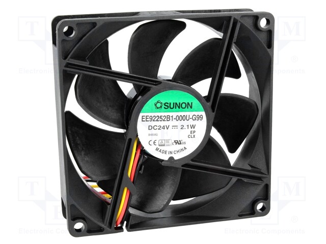 Fan: DC; axial; 24VDC; 92x92x25mm; 87.55m3/h; 34dBA; ball bearing