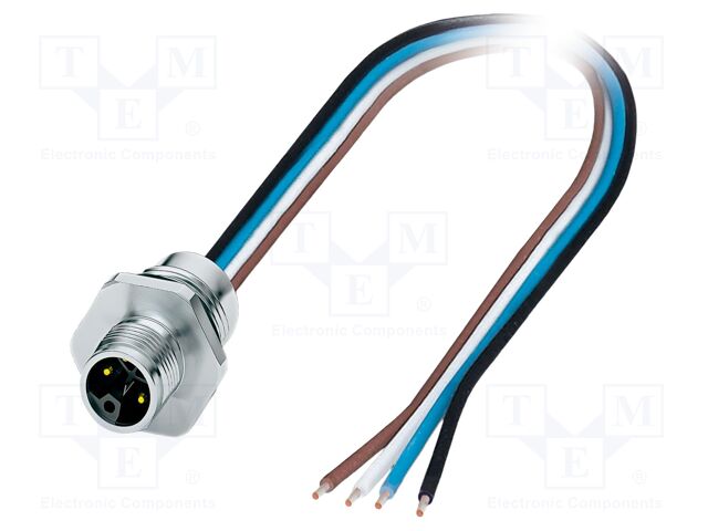 Connector: M12; socket; PIN: 4; male; straight; cables; 2m