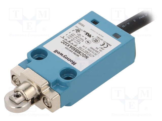 Limit switch; oblong plastic roller Ø12,7mm; NC x2 + NO x2; 5A