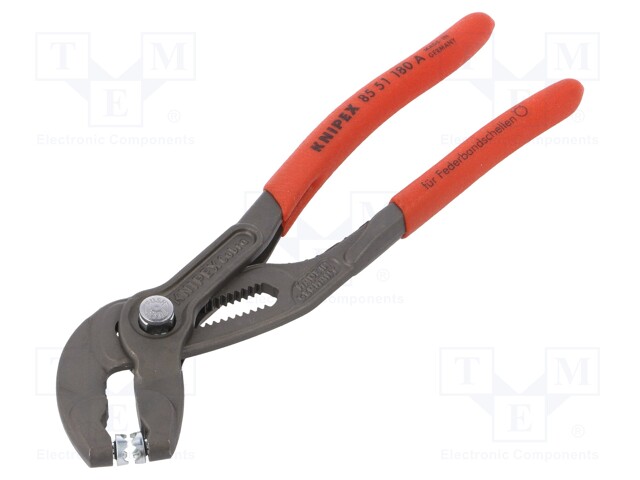 Pliers; for spring hose clamp; 180mm