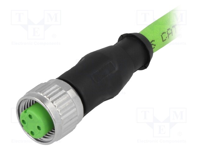 Plug; M12; PIN: 4; female; D code-Ethernet; 0.5m; Insulation: TPU