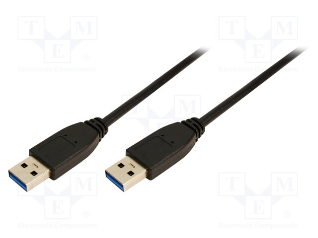 Cable; USB 3.0; USB A plug,both sides; nickel plated; 1m; black
