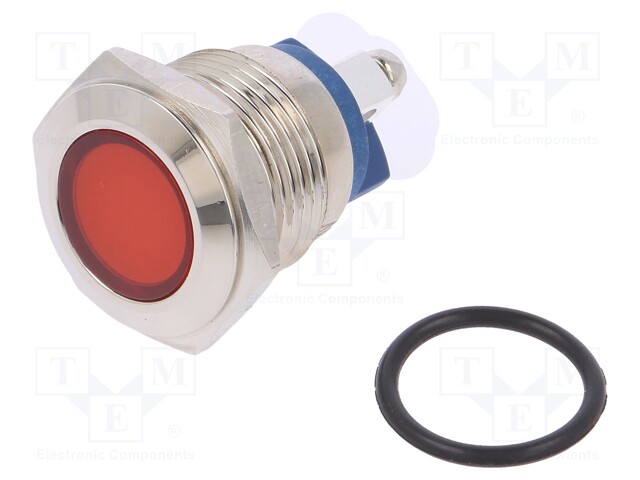 Indicator: LED; flat; 24VDC; 24VAC; Cutout: Ø16mm; screw; brass