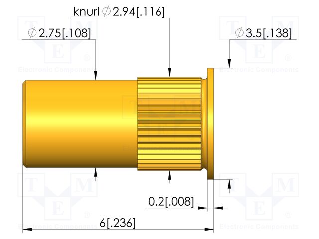 Test probe socket; gold-plated; KS-967; 6mm; test needles