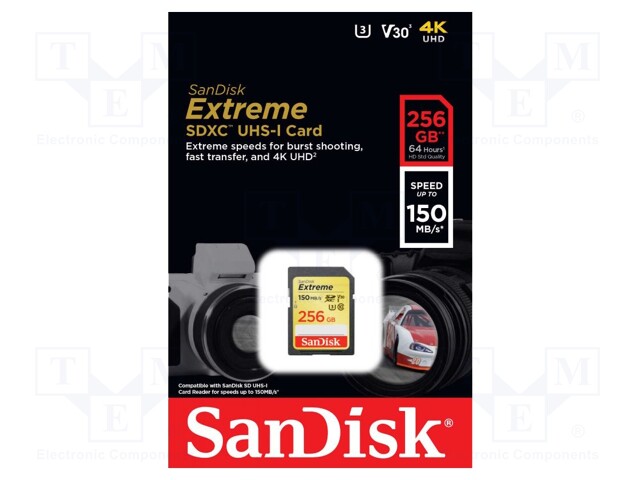 EXTREME SD V30 U3, 256GB UP TO 150MBS
