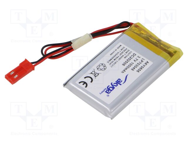 Re-battery: Li-Po; 3.7V; 1000mAh; cables,JST SYP-02T-1 socket