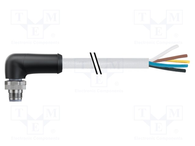 M12; PIN: 5; male; L code-Power; Len: 1.5m; Insulation: PUR; IP67