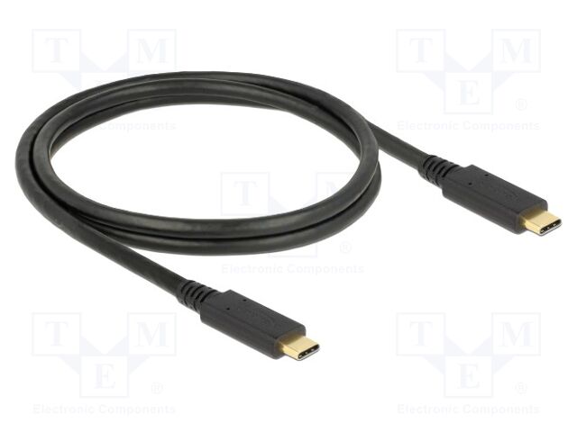 Cable; USB C plug,both sides; 1m; black; 26AWG,30AWG,32AWG; 5A