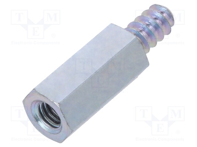 Screwed spacer sleeve; Int.thread: M4; 15mm; Ext.thread: ST4,2
