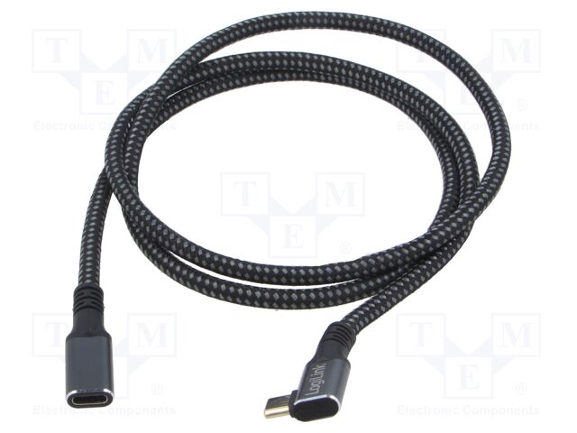 Cable; USB 3.2 Gen 2; USB C socket,USB C angled plug; 1m; black