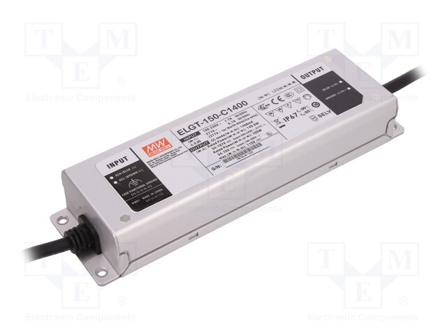 Power supply: switched-mode; LED; 149.8W; 54÷107VDC; 1400mA; IP67