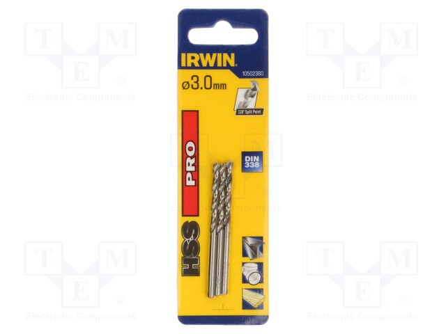 Drill bit; for metal; Ø: 3mm; L: 61mm; Working part len: 33mm; 3pcs.