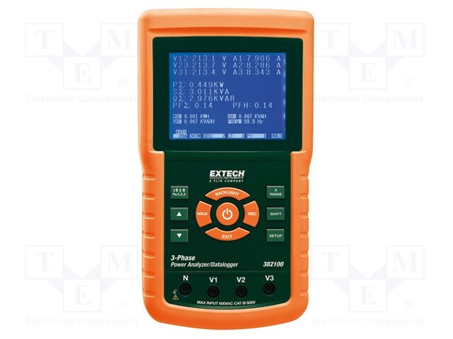 3-phase power quality analyser; LCD 3,2" (320x240); Plug: EU,UK