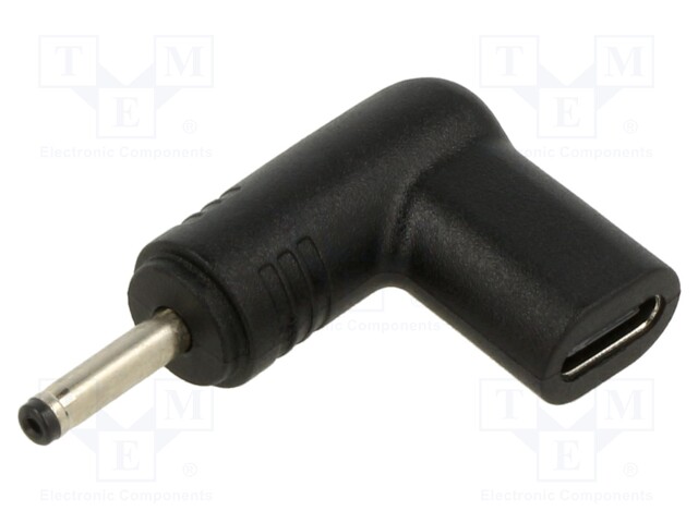 DC 3,0/1,0 plug,USB C socket; Transition: adapter; black; 100W