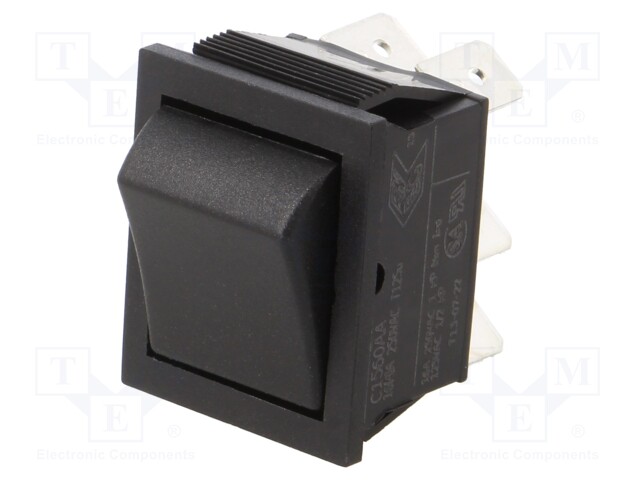 Rocker Switch, On-On, DPDT, Non Illuminated, Panel Mount, Black, 1550 Series