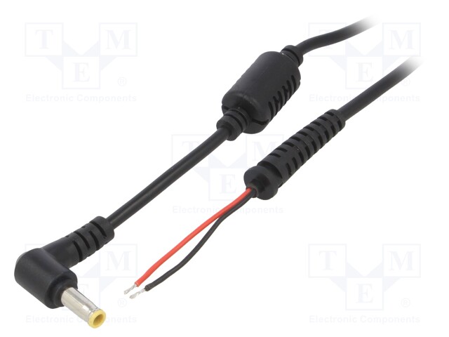 Cable; wires,DC 5,5/3,0 plug; straight; 0.5mm2; black; 1.2m