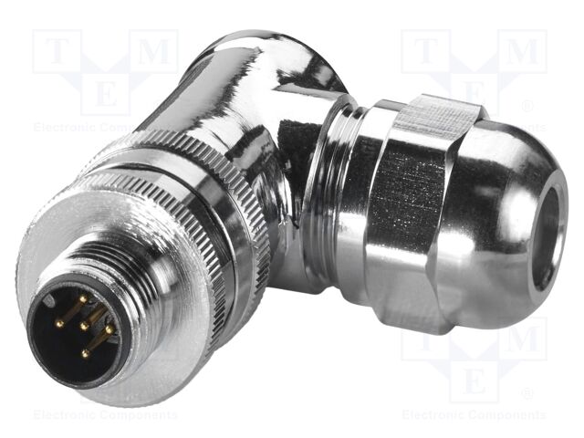 Connector: M12; plug; PIN: 5; 48V; angled; IP67; screw terminal; 4A
