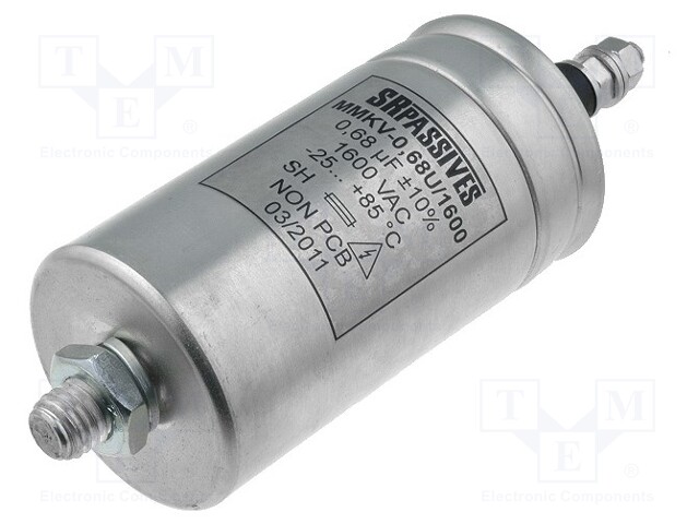 Capacitor: polypropylene; 680nF; ±10%; Ø50x95mm; Leads: M6 screw