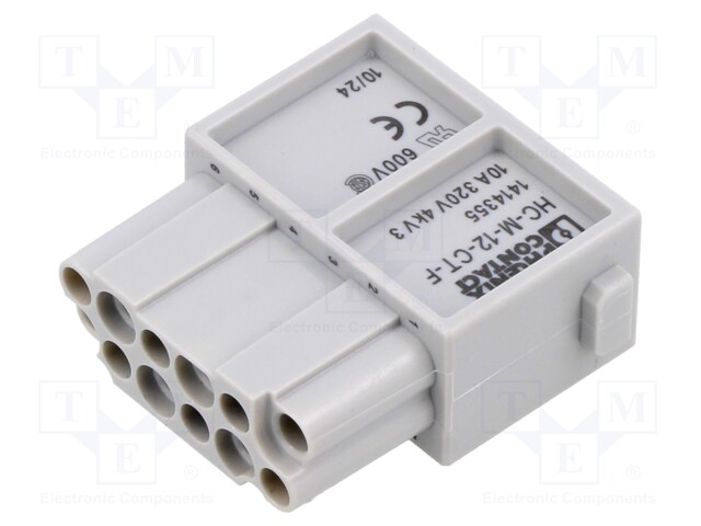 Connector: HDC; female; 250V; 10A; PIN: 12; crimped; -40÷125°C