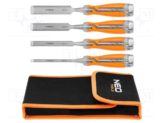 Kit: chisels; wood; 6mm,12mm,18mm,24mm; 4pcs.