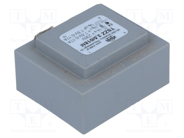 Transformer: encapsulated; 2.5VA; 230VAC; 7.5V; 7.5V; 0.167A; IP00