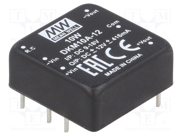 Converter: DC/DC; 10W; Uin: 9÷18V; Uout: 12VDC; Uout2: -12VDC; 18g