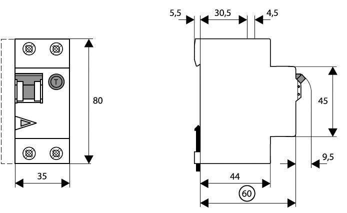 RCBO breaker; Inom: 6A; Ires: 100mA; Max surge current: 250A; 230V