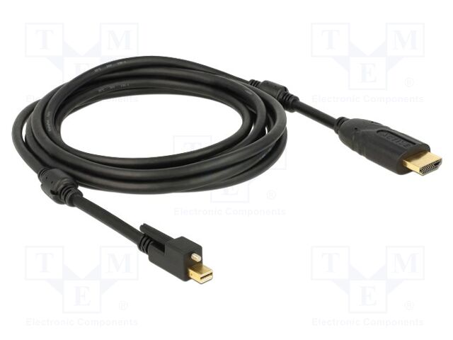 Cable; HDMI plug,mini DisplayPort plug; Len: 3m; black; 32AWG