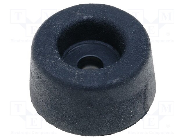 Foot; H: 9mm; black; PVC; Dim: Ø17.5mm; Ømount.hole: 3.2mm