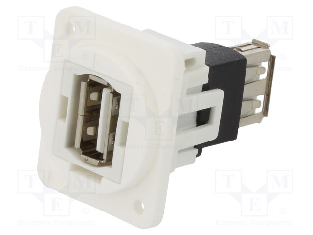 Coupler; USB A socket,both sides; FT; USB 2.0; plastic; 19x24mm
