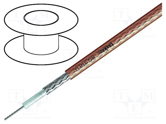 Wire: coaxial; RG316U; 1x50Ω; stranded; steel,copper plated; 100m