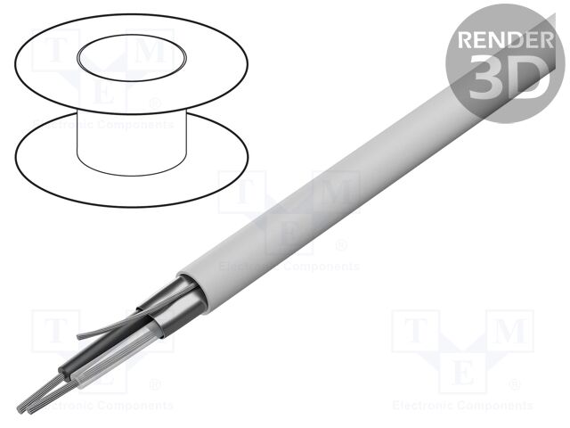 Wire; 1x2x22AWG; stranded; Cu; Al-PET foil; LSZH; white; 305m; none