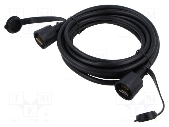 Cable; HDMI 1.4; HDMI plug,both sides; PVC; 4m; black; IP67